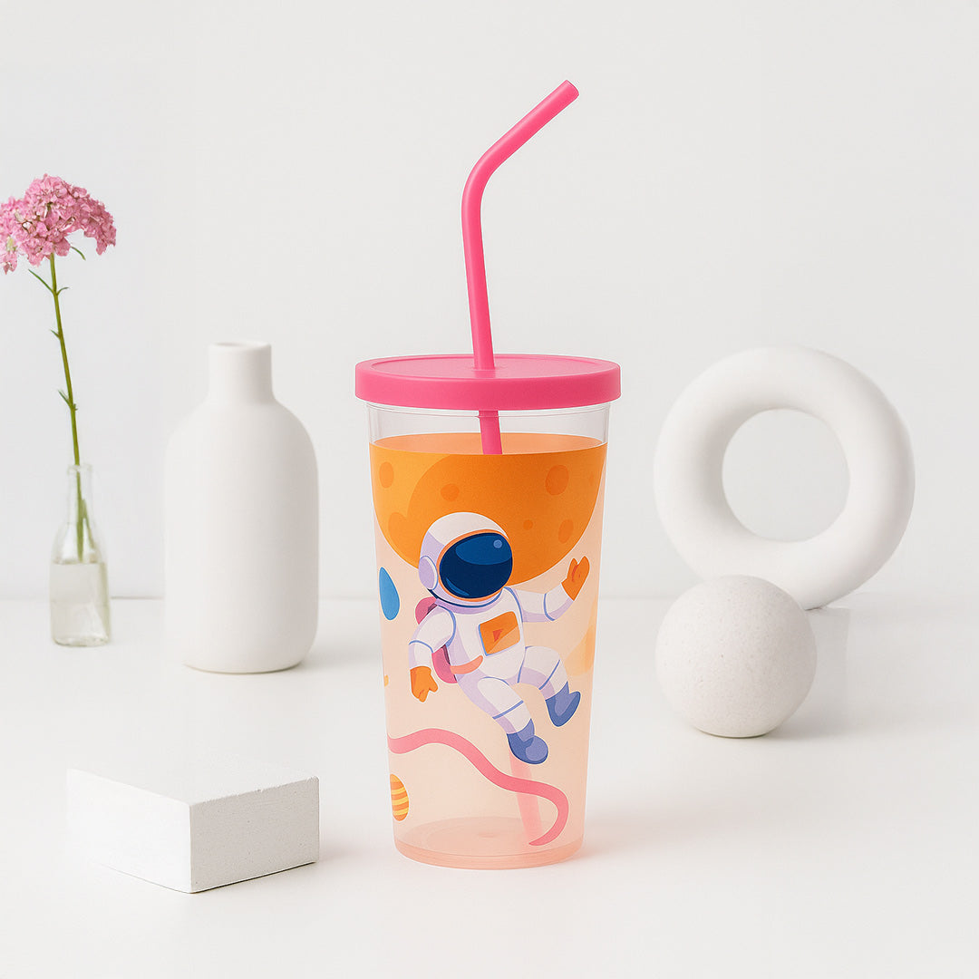Personalized Spiral Straw Kids Sipper Cup – Colorful Print, Leakproof Lid & Name Customization | Love Craft Gifts