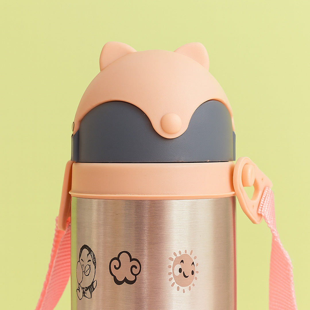 KIDZCO Personalized Kids Water Bottle | Stainless Steel | Leakproof Straw Sipper with Strap | Love Craft Gifts