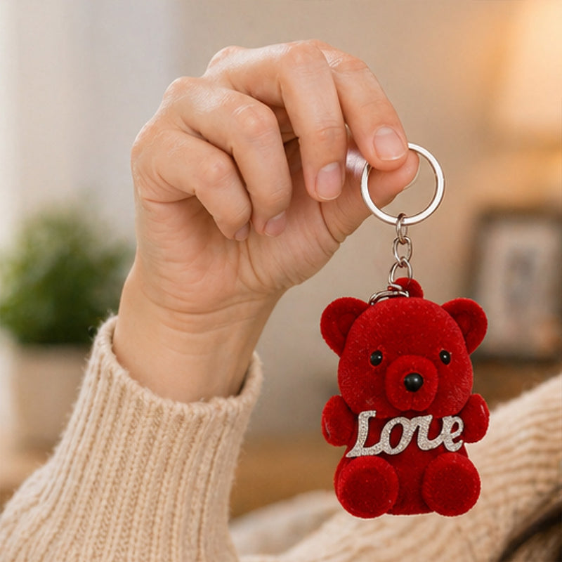 Cute Teddy Bear Love Keychain – Adorable Soft Plush Bag Charm Gift for Girls & Couples (Standard Gift Size) | Love Craft Gifts™
