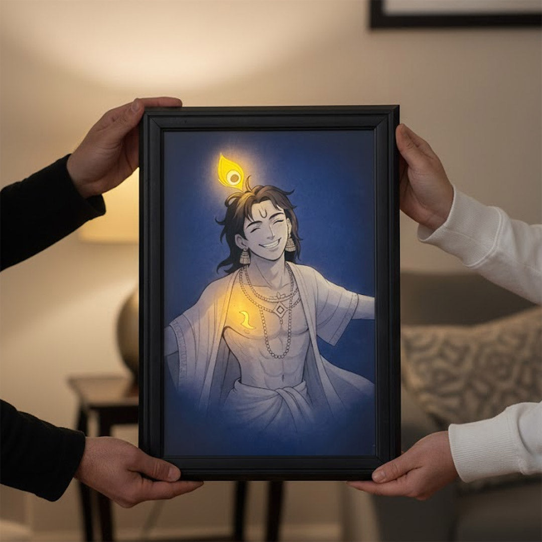 Lord Krishna LED Wall Frame with Real Glow (8×12 Inch) | Love Craft Gifts