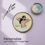 Personalized Wooden Slice (8×8 Inch) with Portrait Art | Love Craft Gifts