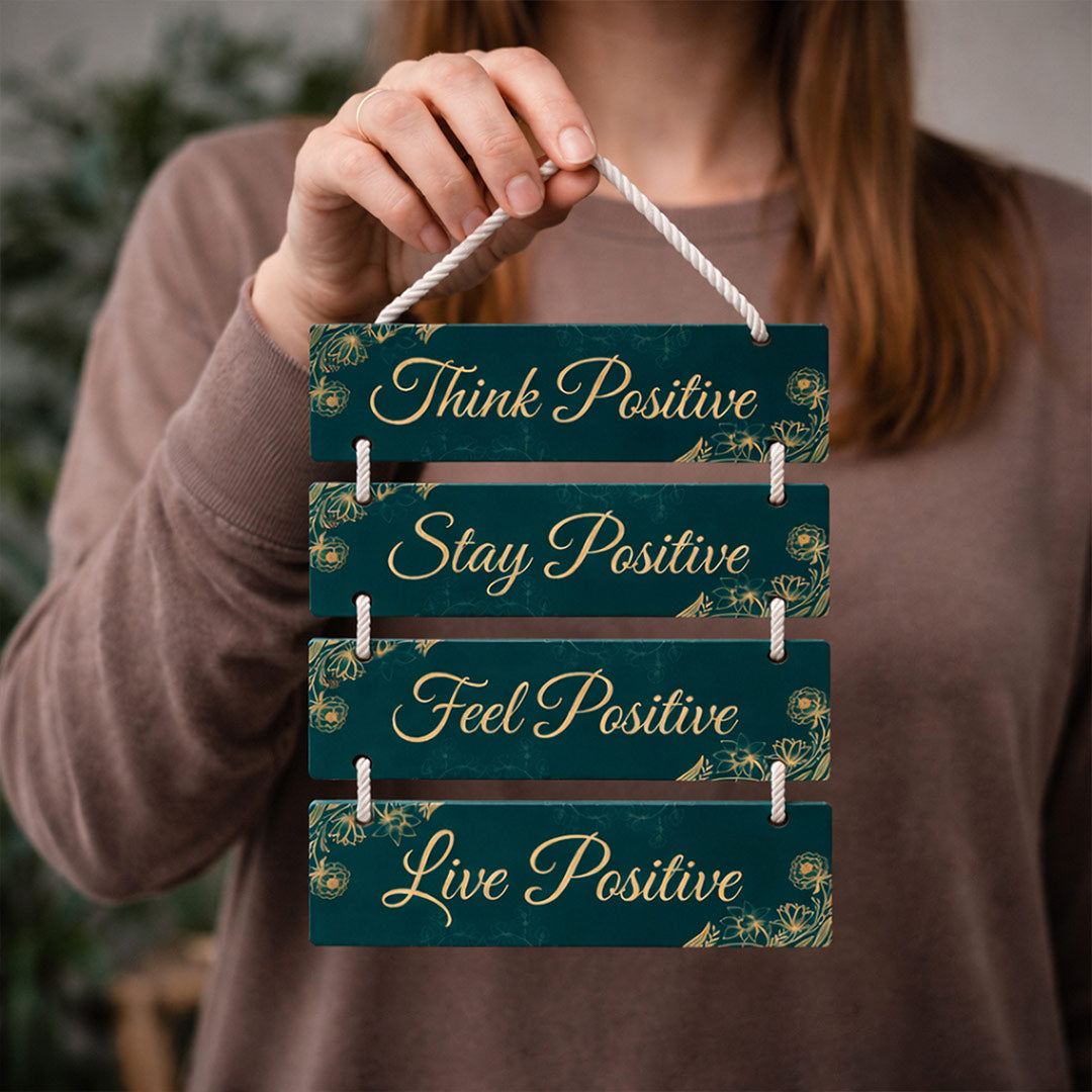 Think Positive Stay Positive Wall Hanging – Motivational Wooden Hanging Décor (12×9 Inch) | Love Craft Gifts