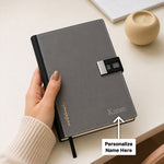 Personalized Grey Faux Leather Notebook with Custom Name Engraving | Premium A5 Executive Journal Gift for Professionals, Students & Office Use - A5 | Love Craft Gifts™