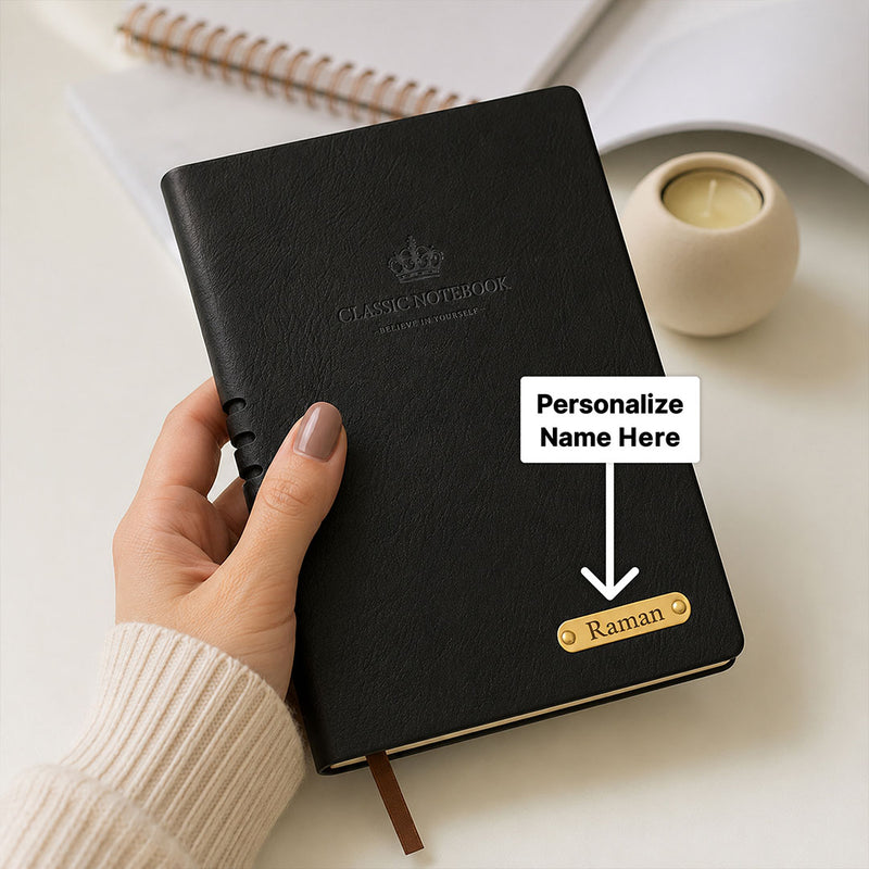 Personalized Pen & Notebook Gift Set with Custom Name Engraving | Premium A5 Executive Journal & Matte Black Metal Pen Gift for Professionals - A5 | Love Craft Gifts™