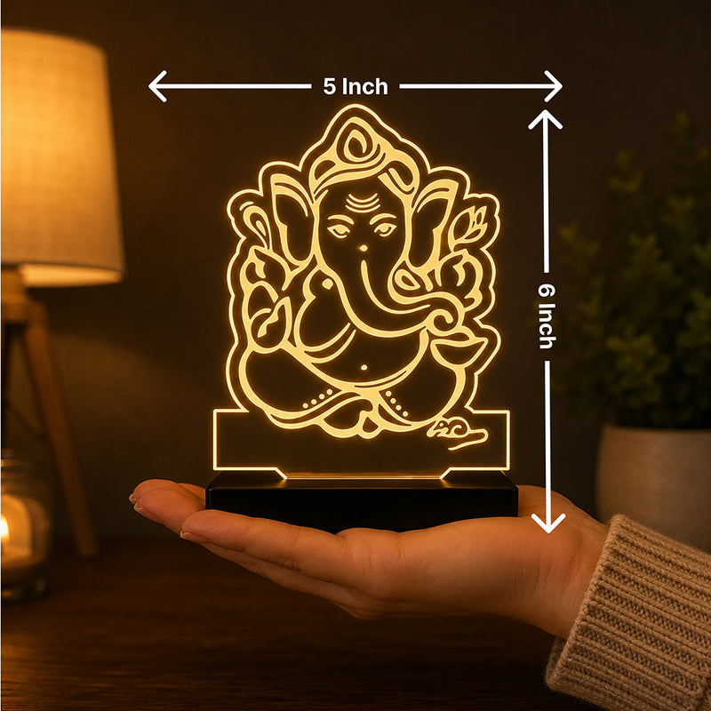 Lord Ganesha LED Car Dashboard Lamp – Premium Acrylic Ganpati Dashboard Light for Car Interior Decor, Spiritual Gift for Home, Office & Vehicle | LoveCraftGifts™