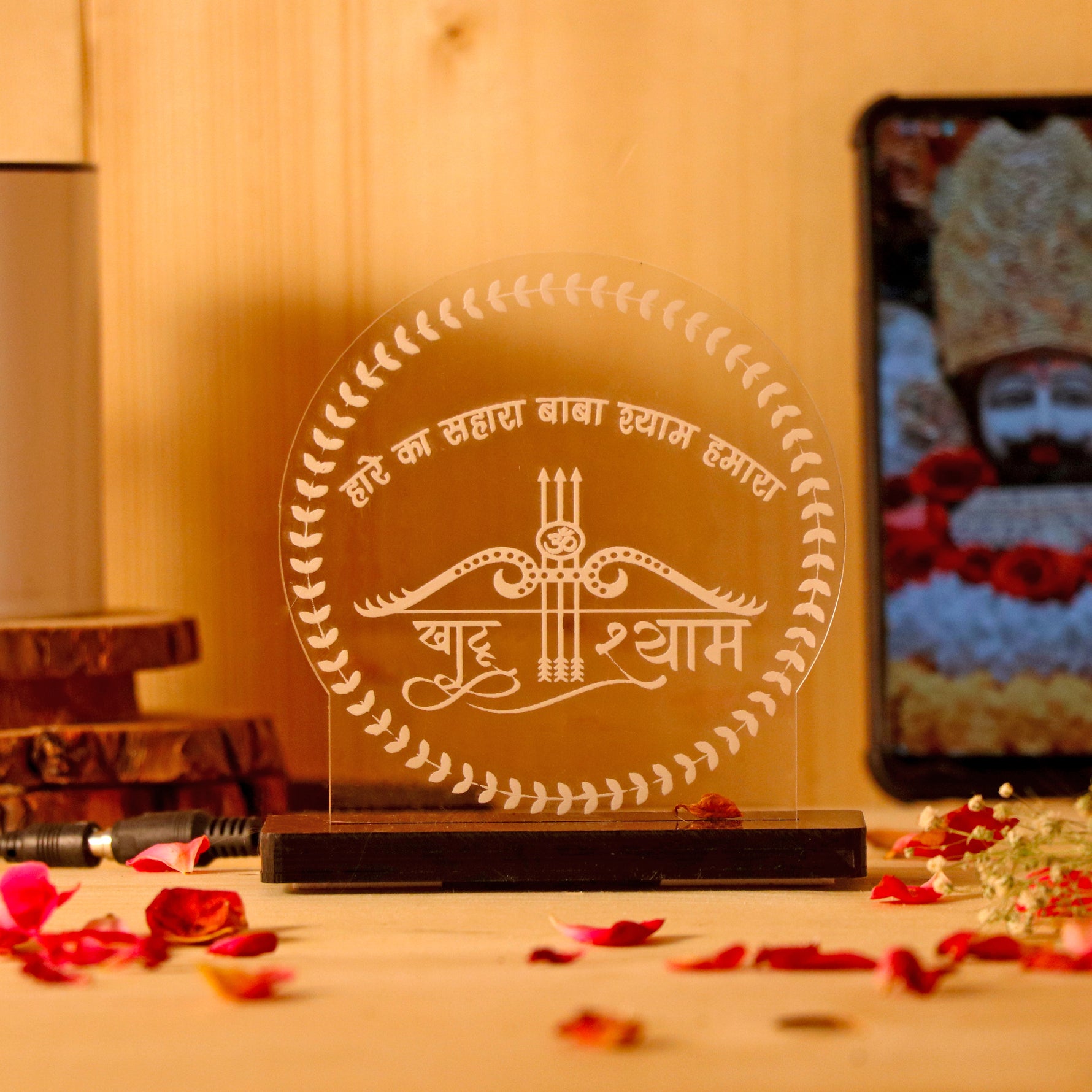 Khatu Shyam LED Car Dashboard Lamp – Premium Acrylic Khatu Shyam Ji Dashboard Light for Car Interior Decor, Spiritual Gift for Devotees & Divine Travel Companion | LoveCraftGifts™