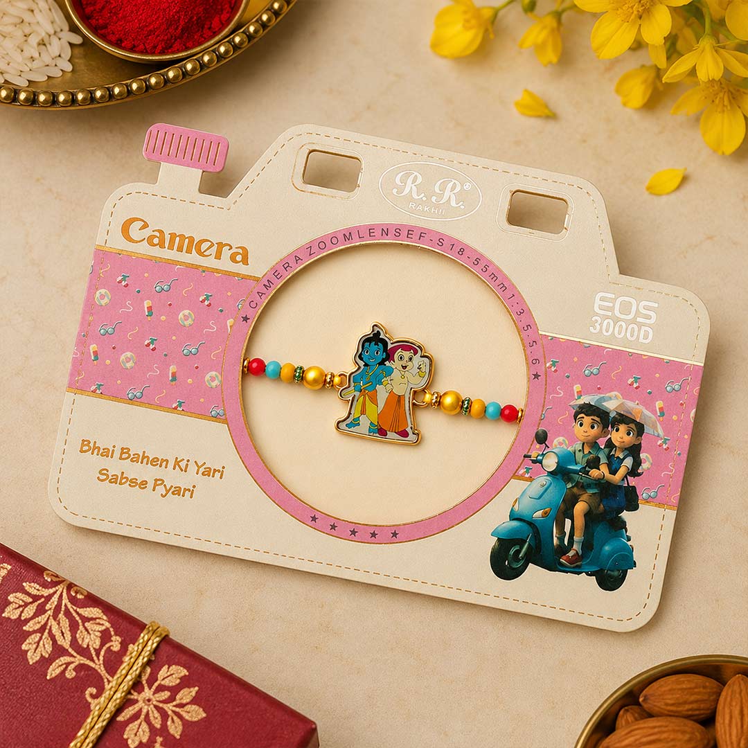 Premium Chhota Bheem & Bal Krishna Rakhi for Kids Traditional Brother Gift | Love Craft Gifts™