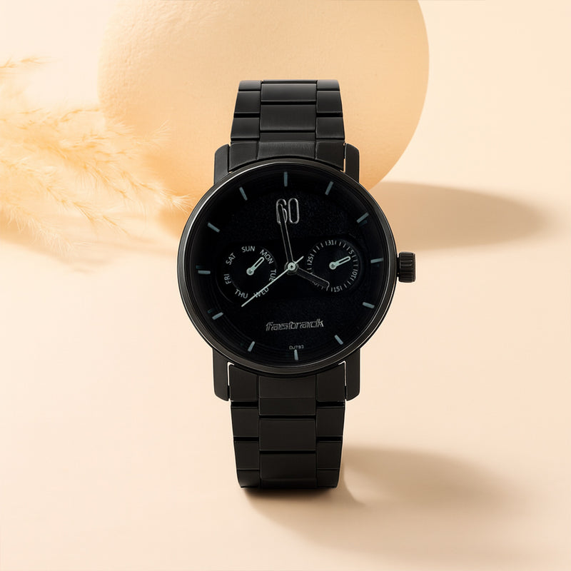 Fastrack Black Dial Watch with Personalized Gift Box | Love Craft Gifts