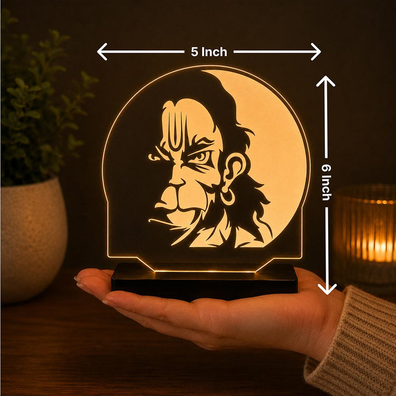 Hanuman Ji LED Car Dashboard Lamp – Premium Acrylic Bajrangbali Dashboard Light for Car Interior Decor, Spiritual Gift for Devotees & Divine Travel Companion | LoveCraftGifts™