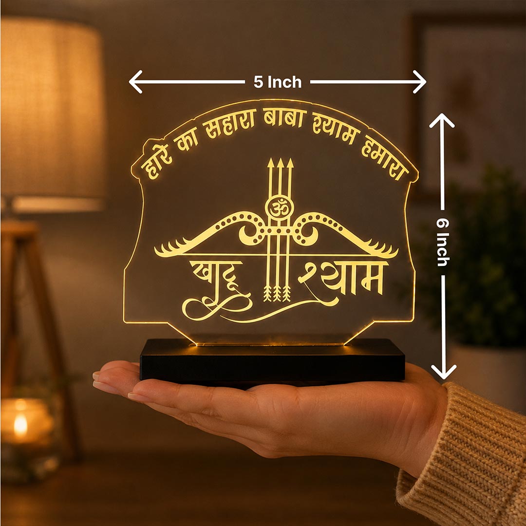 Khatu Shyam LED Car Dashboard Lamp – Premium Acrylic Khatu Shyam Ji Dashboard Light for Car Interior Decor, Spiritual Gift for Devotees & Divine Travel Companion | LoveCraftGifts™