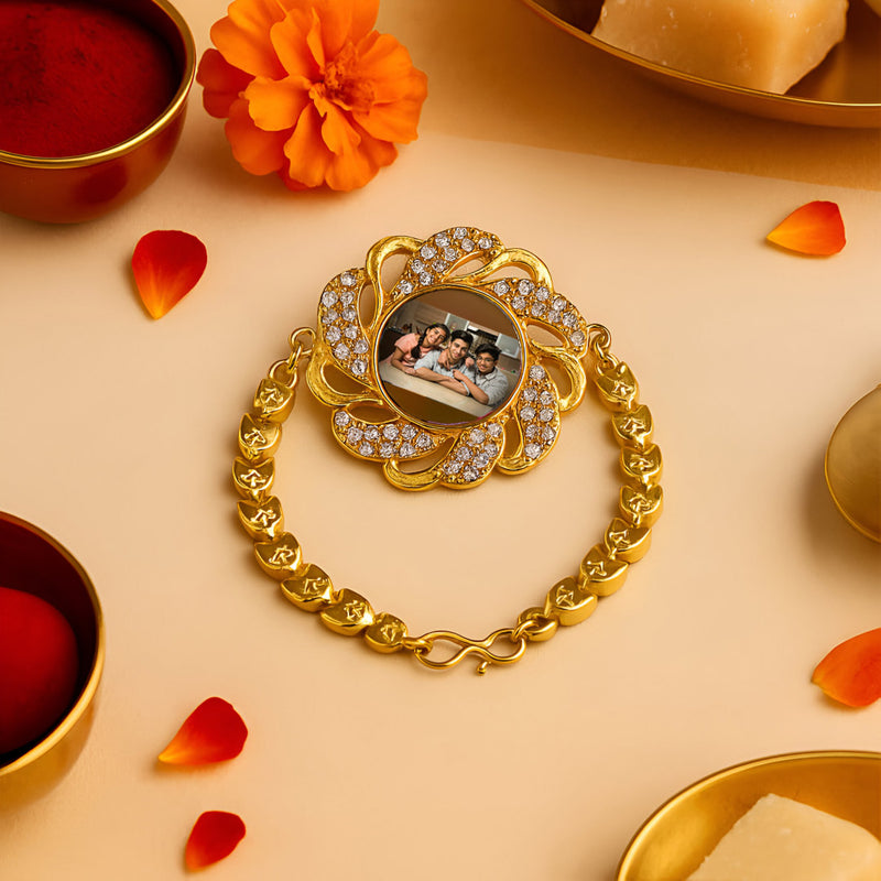 Premium Personalized Photo Rakhi with Crystal Frame Custom Brother Gift | Love Craft Gifts™