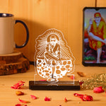 Shirdi Sai Baba LED Car Dashboard Lamp – Premium Acrylic LED Light for Car Dashboard, Home Temple Decor, Spiritual Gift for Sai Devotees | LoveCraftGifts™