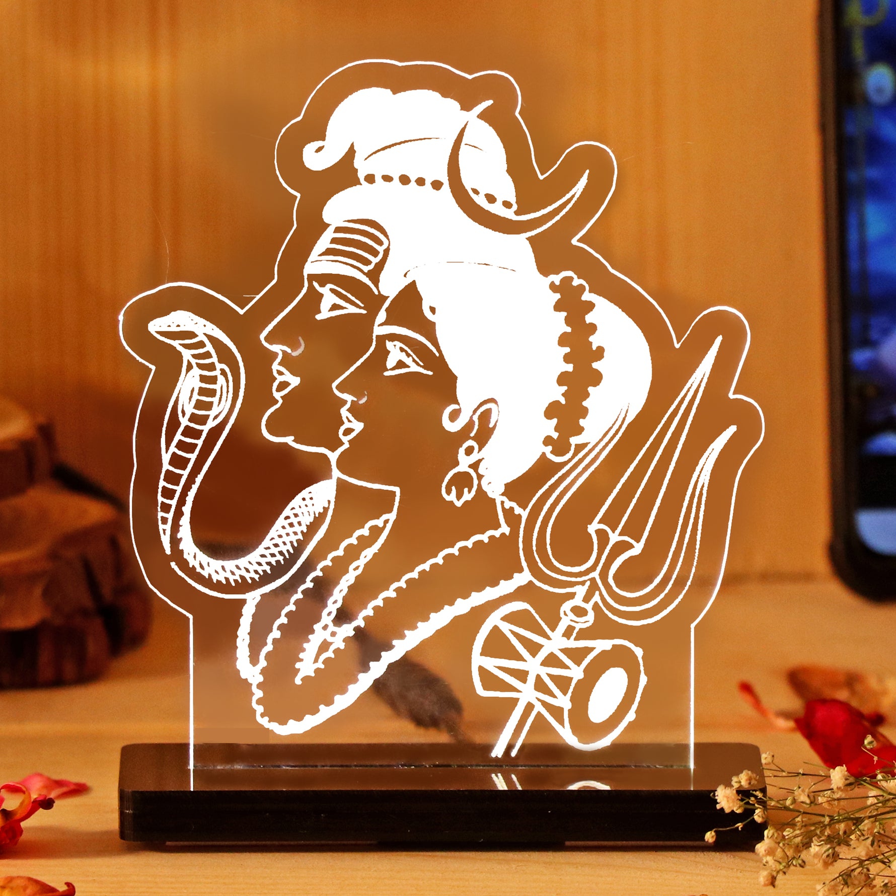 Shiv Parvati LED Car Dashboard Lamp – Premium Acrylic Mahadev Mata Parvati Dashboard Light for Car Interior Decor, Spiritual Gift for Home, Office & Vehicle | LoveCraftGifts™