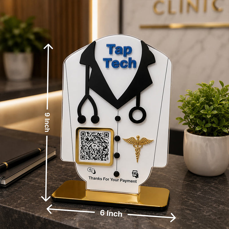 Personalized Doctor QR Code Payment Stand with Custom Logo | Professional Clinic Desk Display Gift for Doctors & Medical Clinics - 9x6" | Love Craft Gifts™