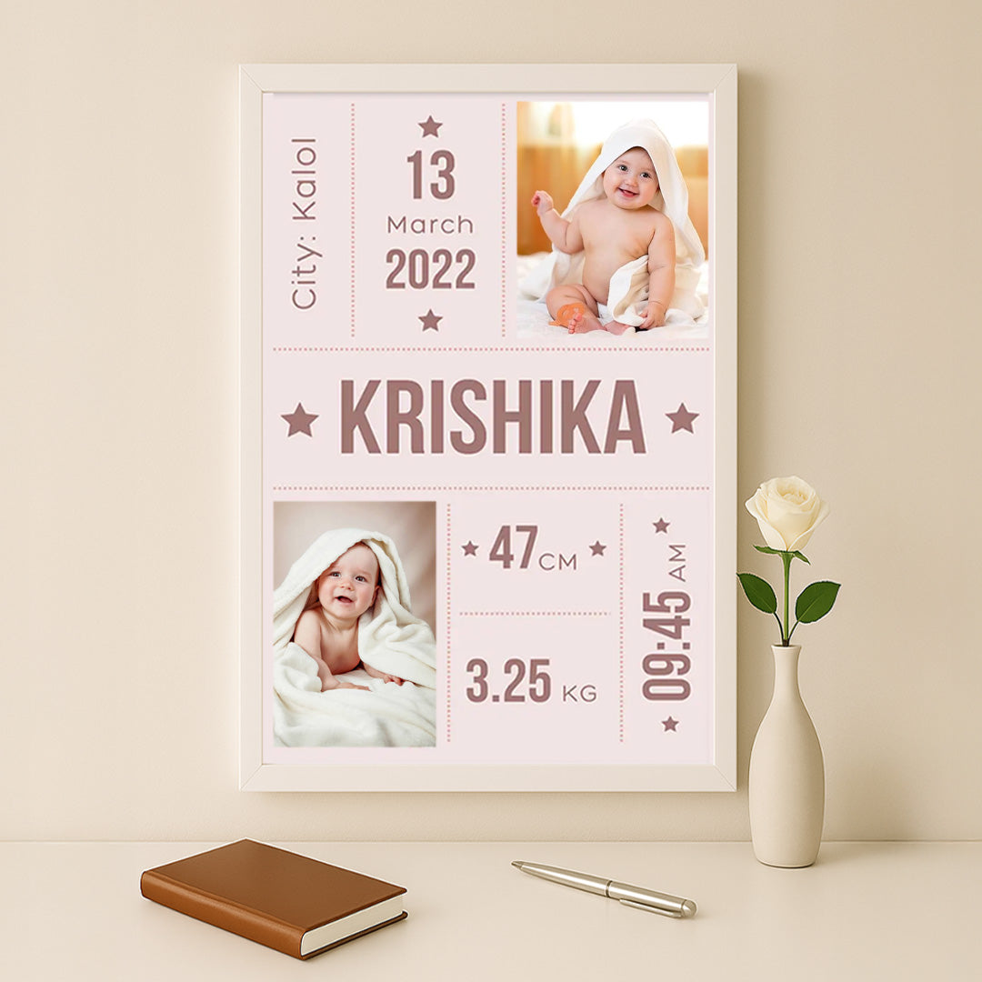 Personalized Baby Birth Stats Frame – Custom Baby Name & Details | Love Craft Gifts