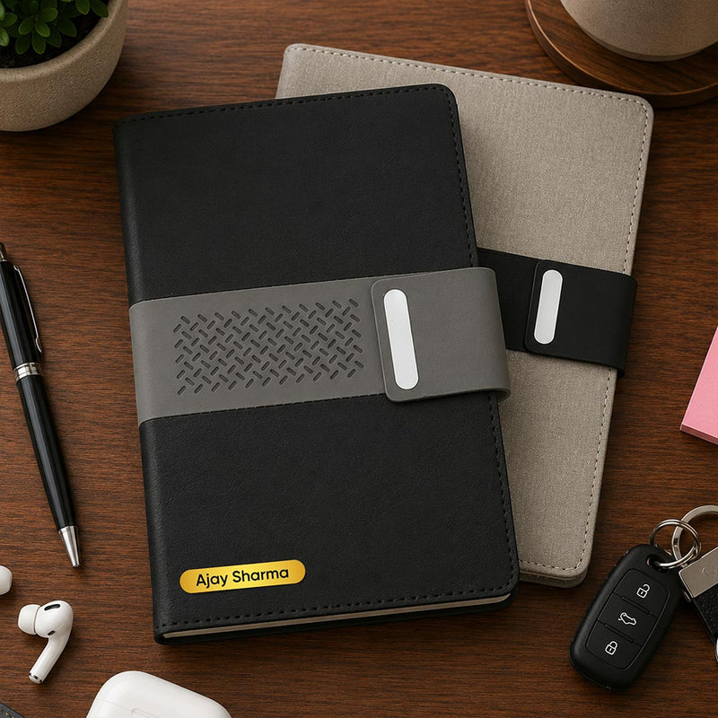 Personalized Premium Leatherette Diary with Custom Name | Professional Corporate Gift for Men & Women - 5.5x8.3" | Love Craft Gifts™