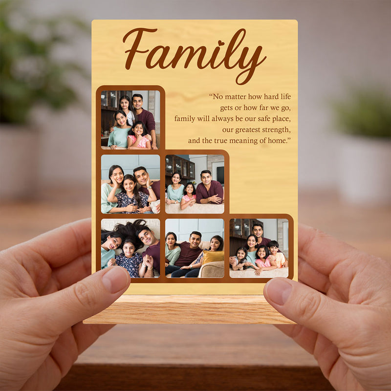 Personalized Family Photo Wooden Plaque with Custom Pictures & Quote | Emotional Keepsake Gift for Parents & Family - 8x6" | Love Craft Gifts™