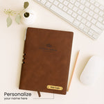 Personalized Black Pen & Brown-Tan Notebook Combo | Love Craft Gifts
