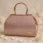 Luxury Rose Gold Women’s Handbag – Elegant Party & Casual Tote Bag with Golden Ring Handles