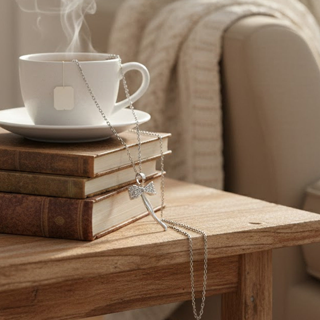 Bow Knot Pendant Necklace – Elegant Silver-Plated Jewelry for Women | Love Craft Gifts