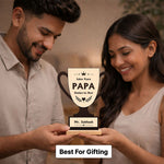 Personalized Best Papa Trophy Table Stand Gift 8x7 Inch for Father | Custom Name Wooden Trophy Gift | Love Craft Gifts™