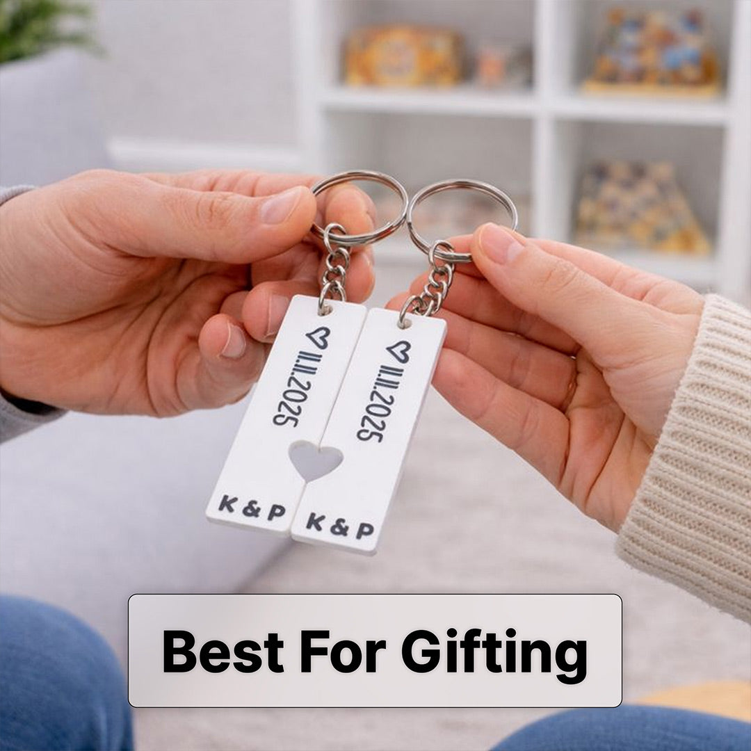 Date & Initials Keychain for Couples