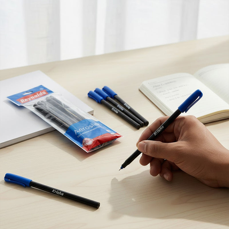 Personalized Reynolds Aeroslim Ball Pen Set – Blue Ink (Pack of 5)