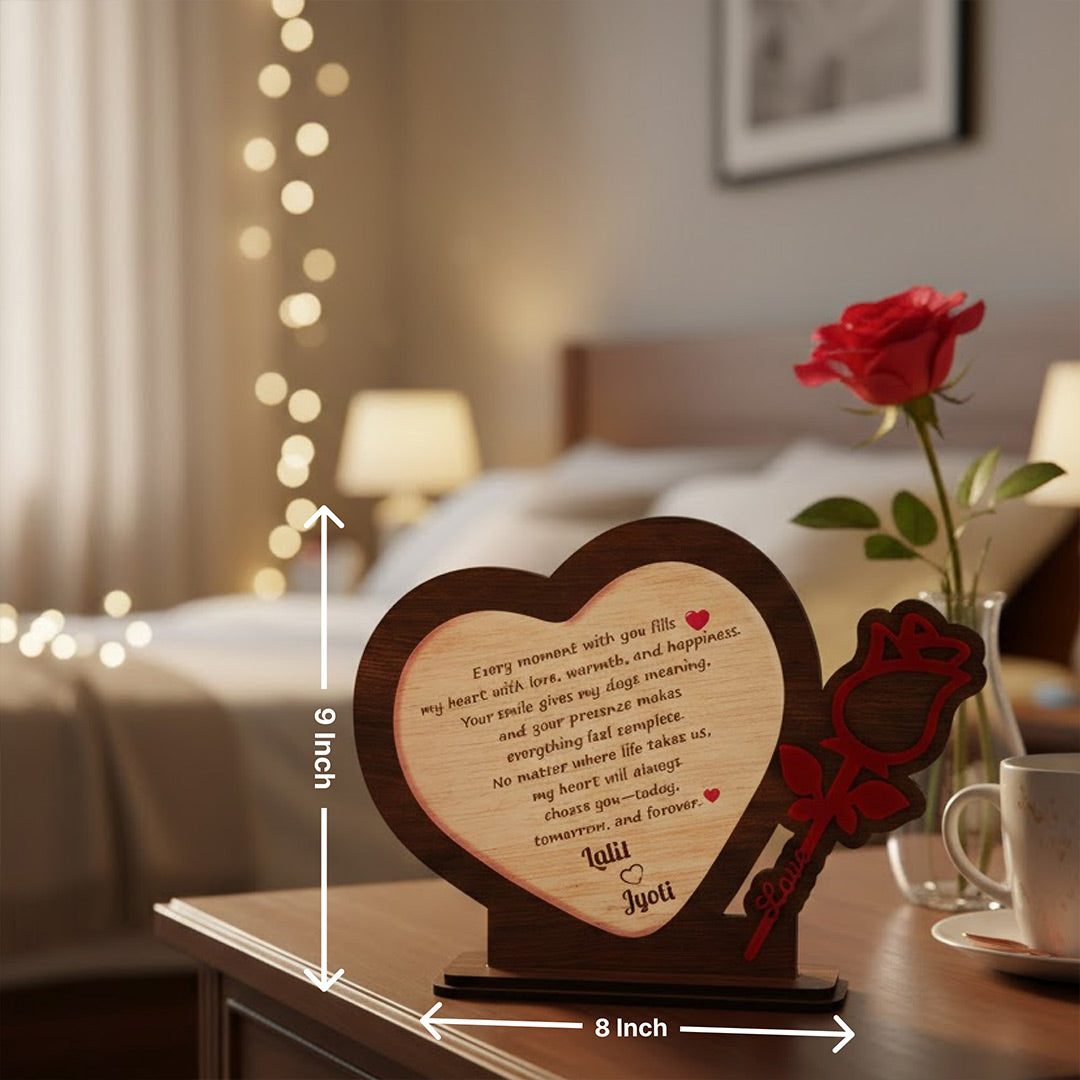 Personalized Wooden Heart Message Table Decor (8×9")