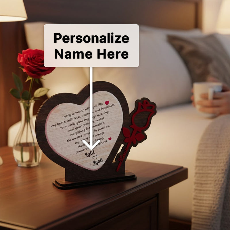 Personalized Wooden Heart Message Table Decor (8×9")