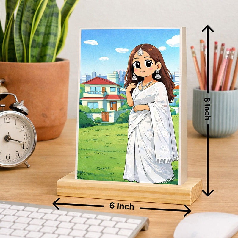 Personalized Shinchan Style Cartoon Photo Table Top (6×8")