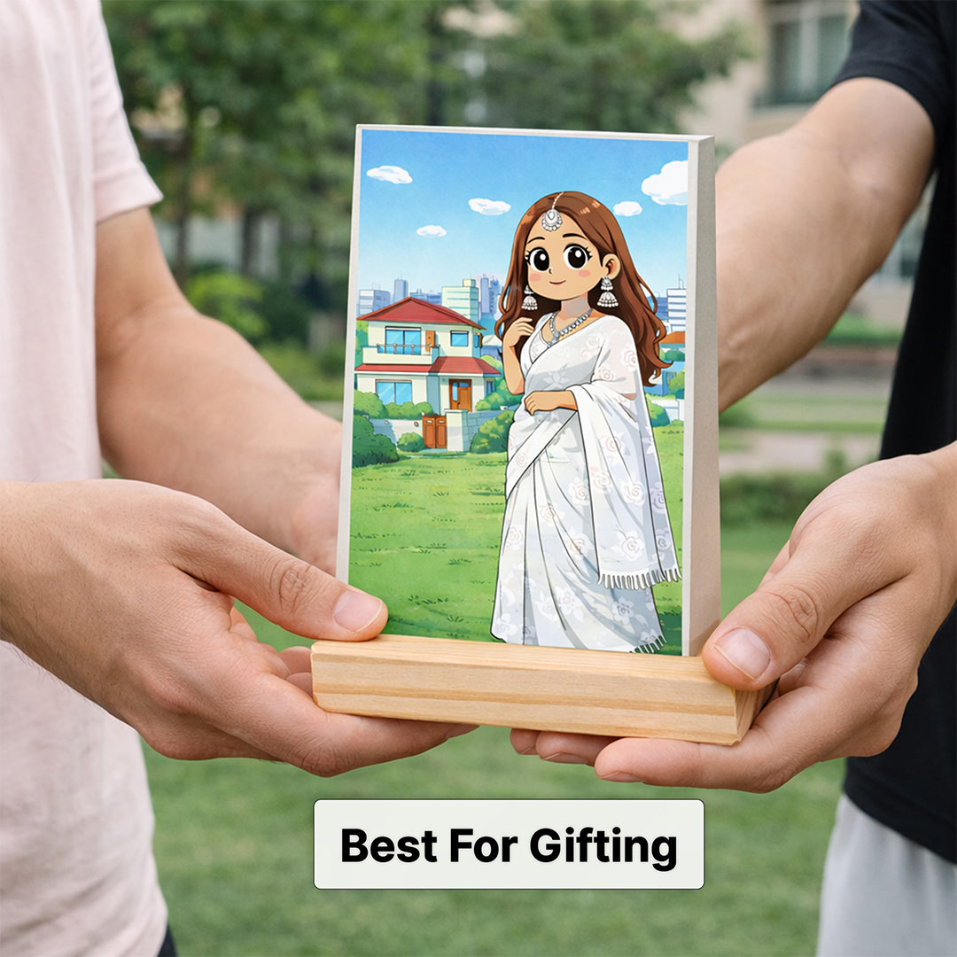 Personalized Shinchan Style Cartoon Photo Table Top (6×8")