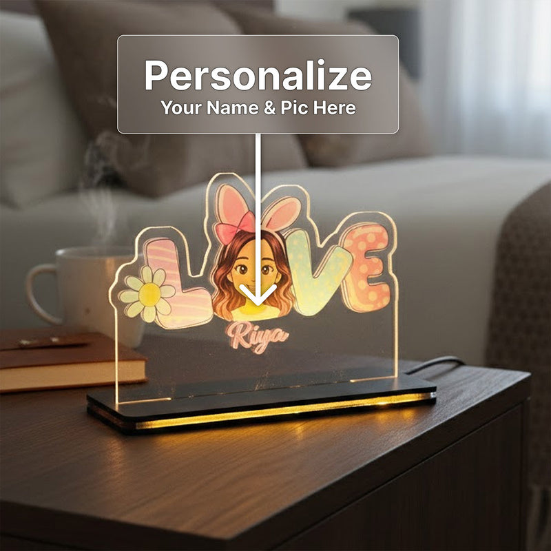 Personalized Cartoon Name LED Lamp for Kids (5×7 Inch)