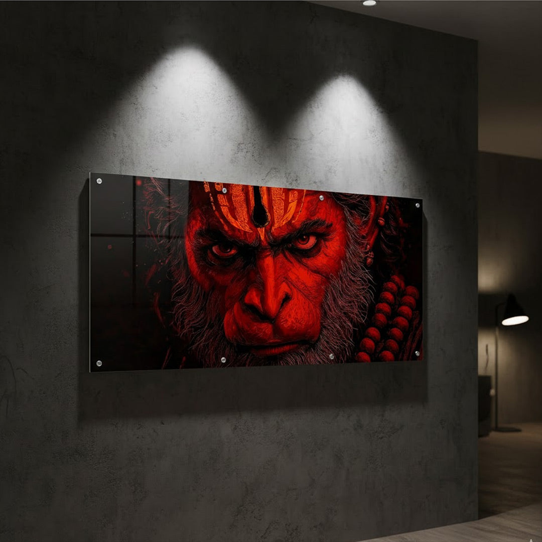 Hanuman Ji Fierce Face Acrylic Wall Art (10 × 21")