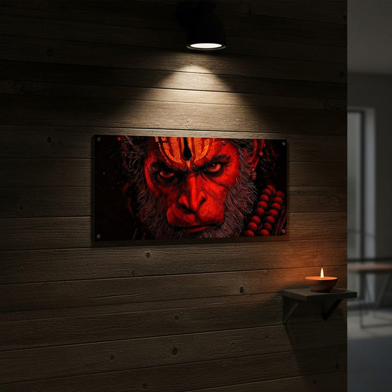 Hanuman Ji Fierce Face Acrylic Wall Art (10 × 21")