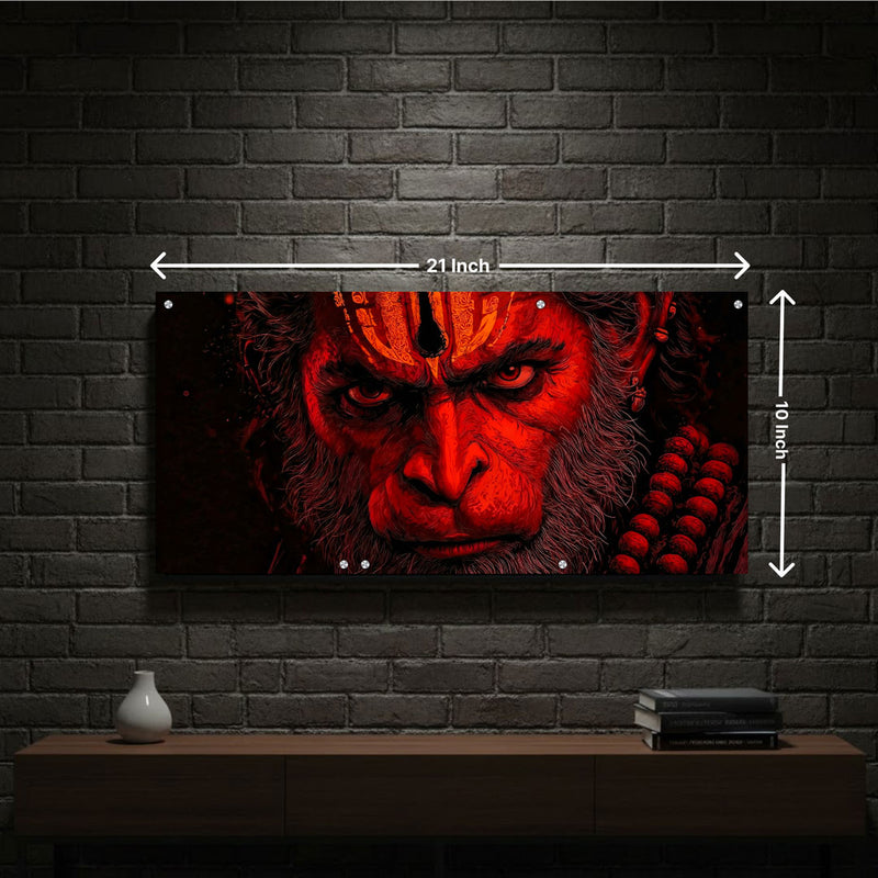Hanuman Ji Fierce Face Acrylic Wall Art (10 × 21")