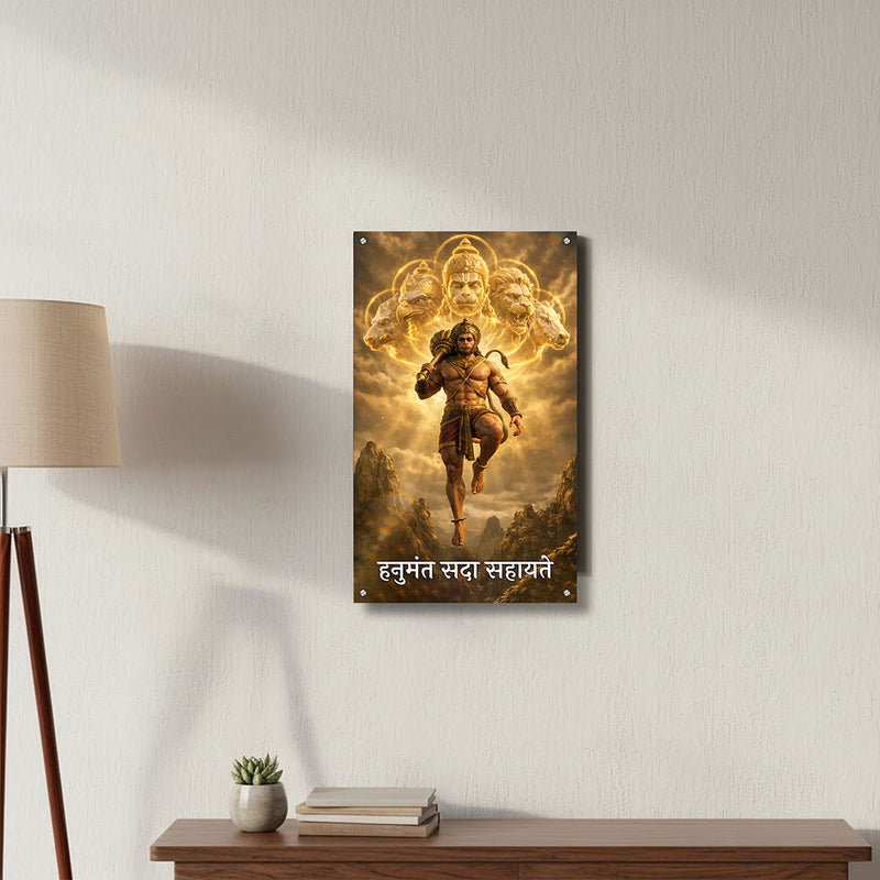 Divine Lord Hanuman Acrylic Wall Frame (9×15”)
