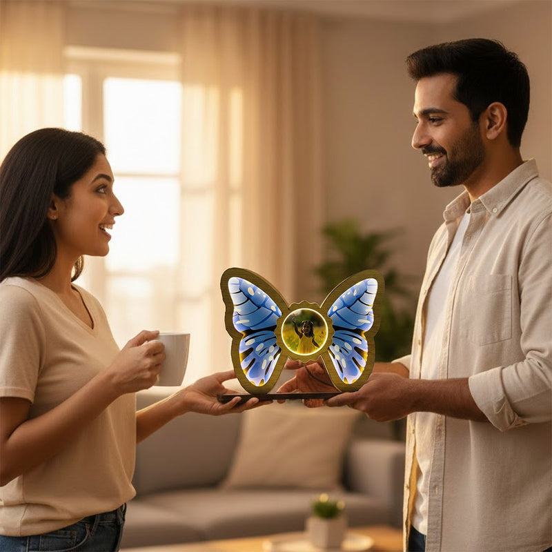 Personalized Butterfly Photo LED Wooden Lamp (10×9")