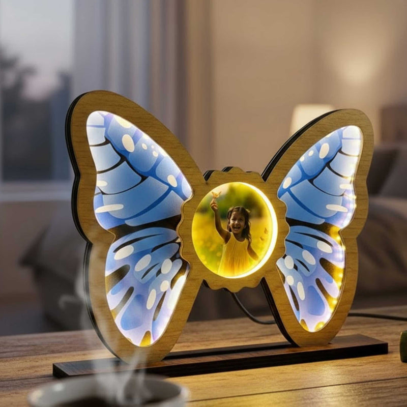 Personalized Butterfly Photo LED Wooden Lamp (10×9")