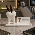 Personalized Dental Tooth Visiting Card Holder with Custom Name | Premium Desk Organizer Gift for Dentists & Doctors | Love Craft Gifts™