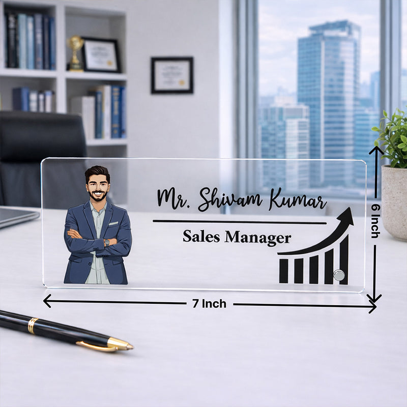 Personalized Acrylic Office Name Plate | Custom Desk Name Sign Gift for Managers, Professionals & Corporate Employees - 7x6" | Love Craft Gifts™