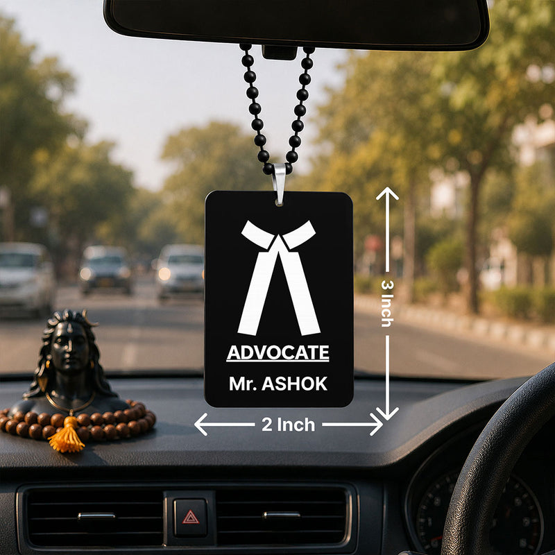 Personalized Advocate Car Hanging Ornament 3x2" | Custom Lawyer Name Rear View Mirror Accessory for Cars & Professional Gifts | Love Craft Gifts™