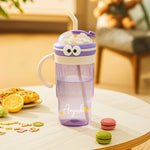 Personalized Cartoon Sipper Bottle – Purple & White | Custom Name | 3 Sizes | Love Craft Gifts
