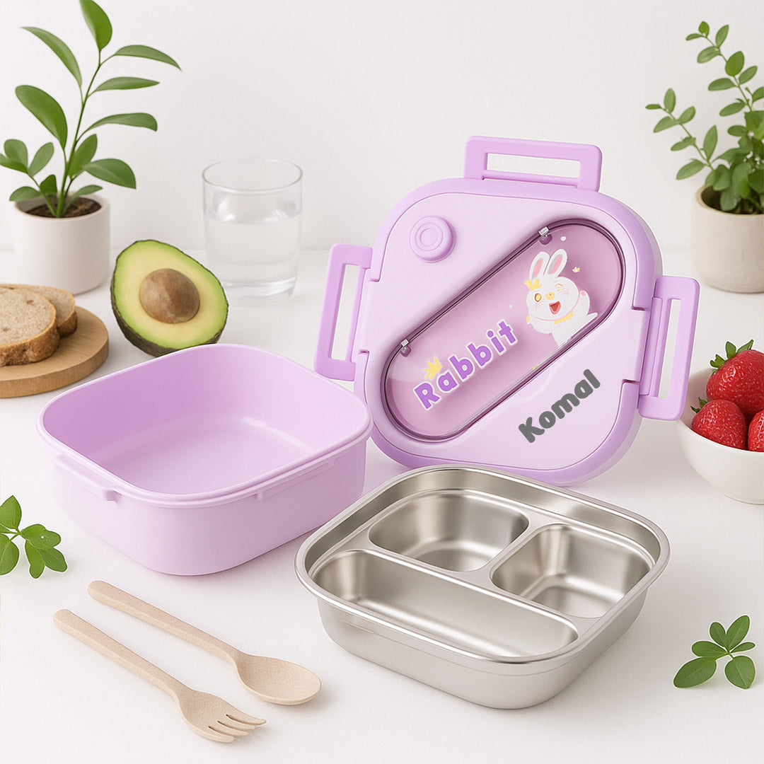 Personalized Stainless Steel Lunchbox with Character Design | Dinosaur, Rabbit, Unicorn | Love Craft Gifts