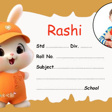 Personalized Cute Rabbit Name Slips | 12x18" Sheet with 36 Labels