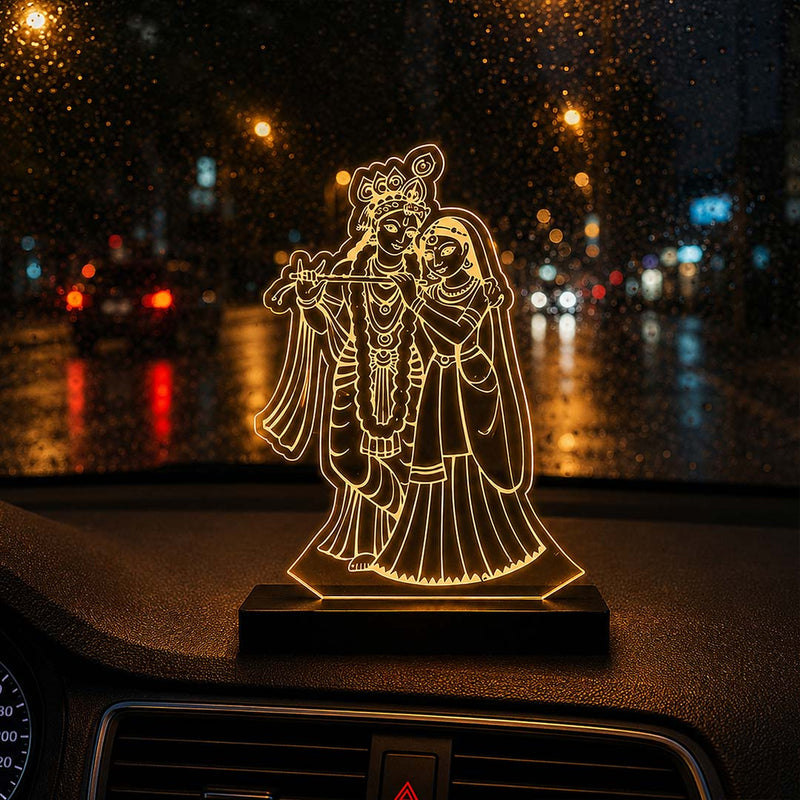 Radha Krishna LED Car Dashboard Lamp – Premium Acrylic Radha Krishna Dashboard Light for Car Interior Decor, Spiritual Gift for Devotees & Divine Travel Companion | LoveCraftGifts™