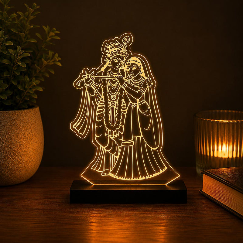 Radha Krishna LED Car Dashboard Lamp – Premium Acrylic Radha Krishna Dashboard Light for Car Interior Decor, Spiritual Gift for Devotees & Divine Travel Companion | LoveCraftGifts™