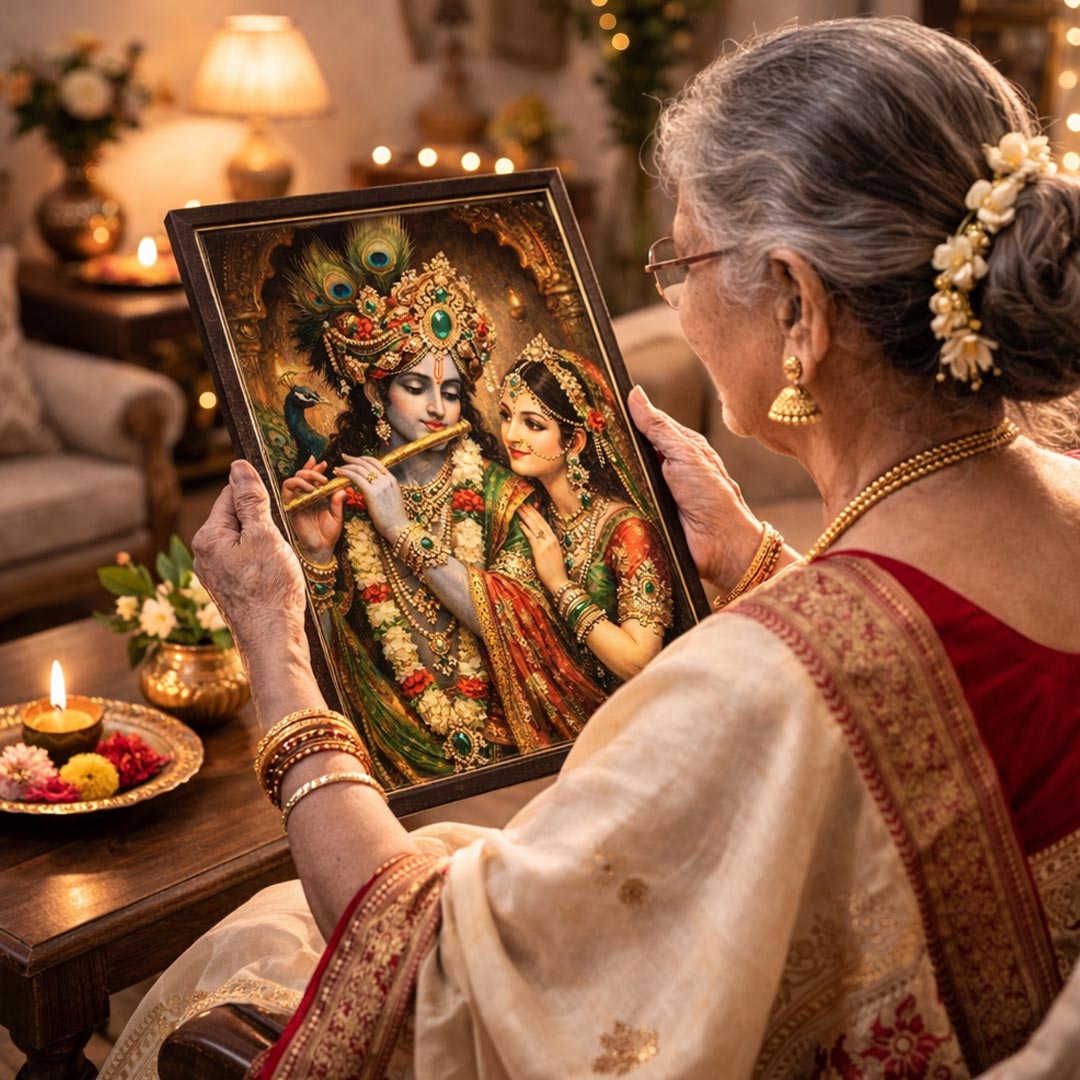 Radha Krishna Wall Frame – Divine Love Radha Krishna Spiritual Wall Art (Multiple Sizes) | Love Craft Gifts