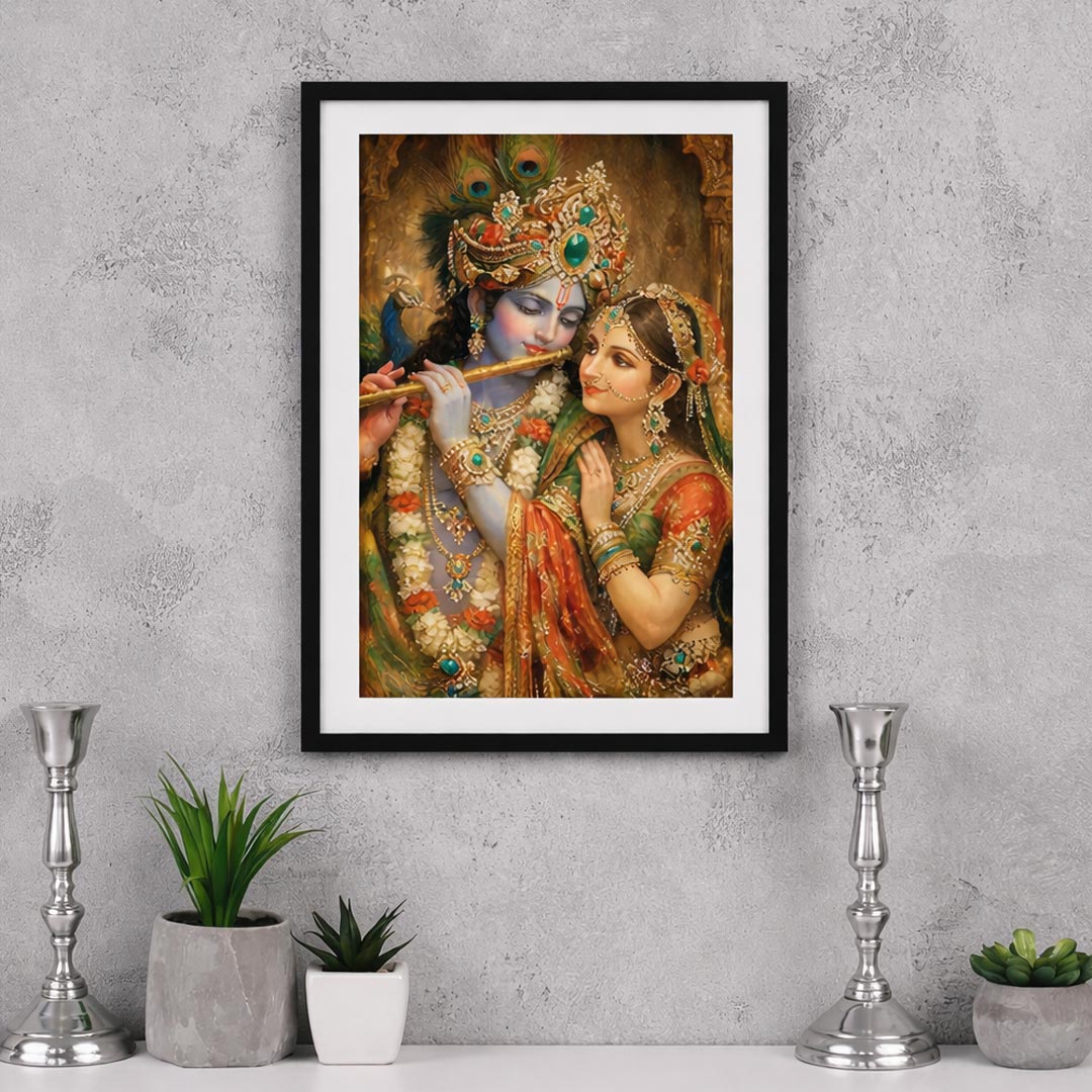 Radha Krishna Wall Frame – Divine Love Radha Krishna Spiritual Wall Art (Multiple Sizes) | Love Craft Gifts