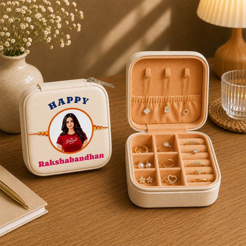 Rakhi Special Personalized Jewellery Organizer Box | Custom AI Cartoon Photo & Name Gift for Women | Love Craft Gifts™