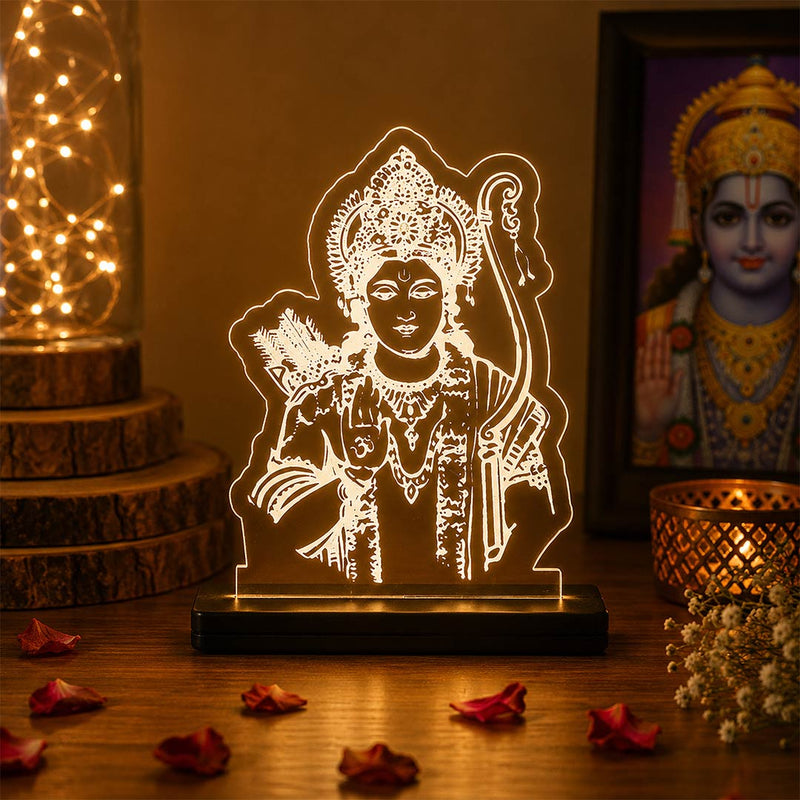 Shree Ram Ji LED Acrylic Lamp – Divine Lord Rama Decorative Night Light for Home Temple, Car Dashboard & Spiritual Gifting | LoveCraftGifts™